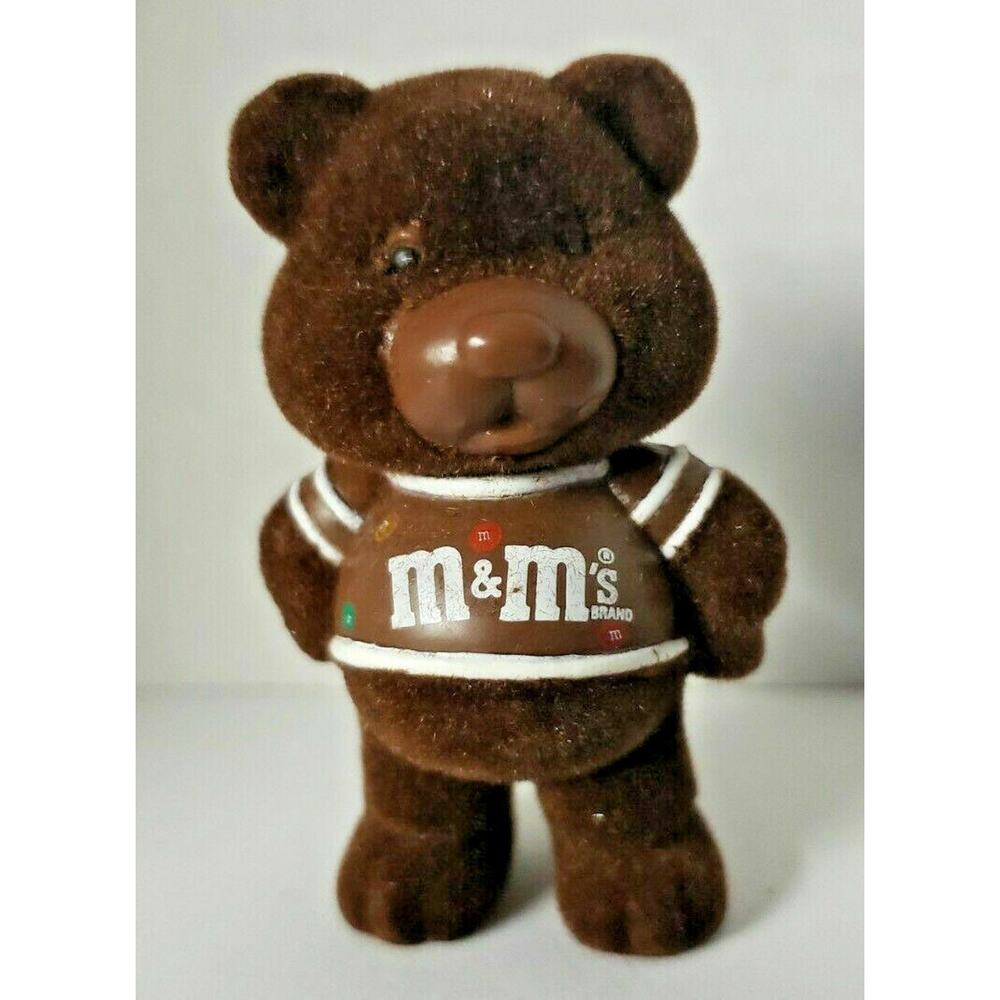 Vintage 1987 M&M's Arms Behind Back Flocked Chocolate Chums Bear Figurine‎ PB174